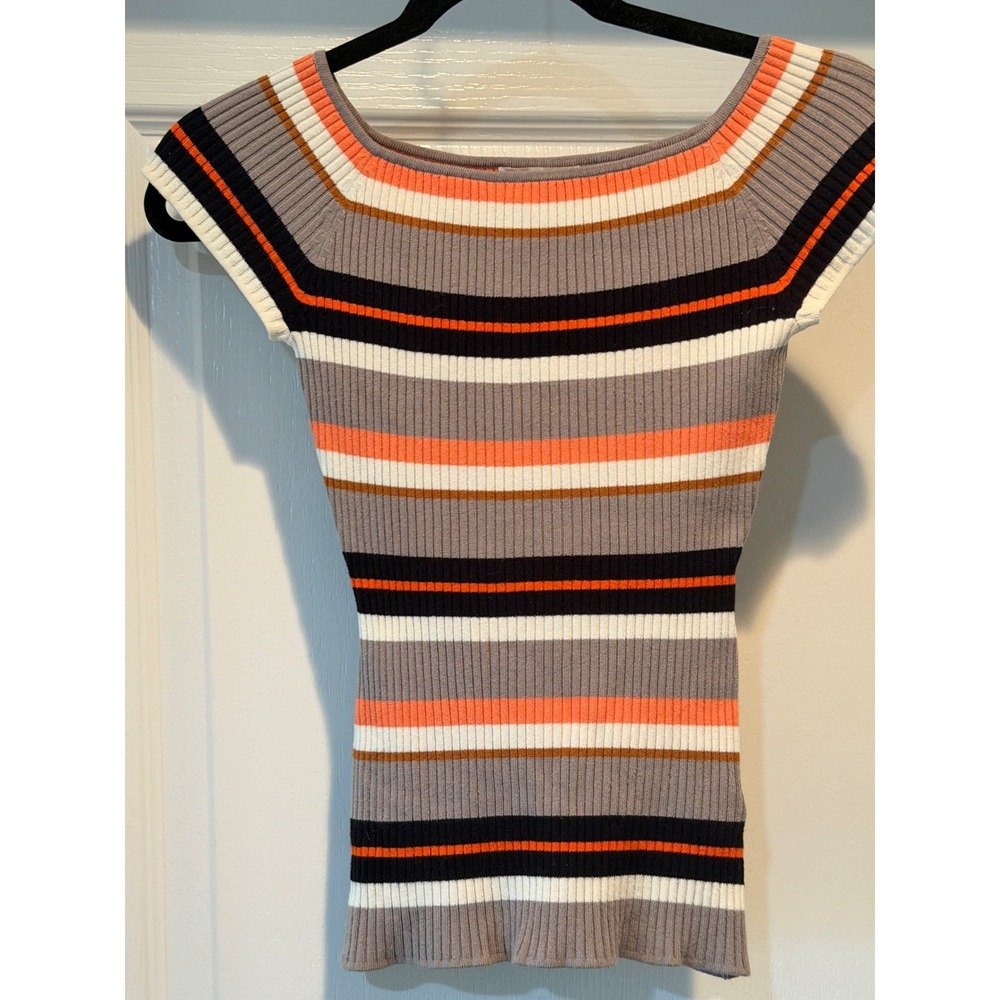 H&M Striped Top Y2K Square neck Top Stretchy Boho Hippie